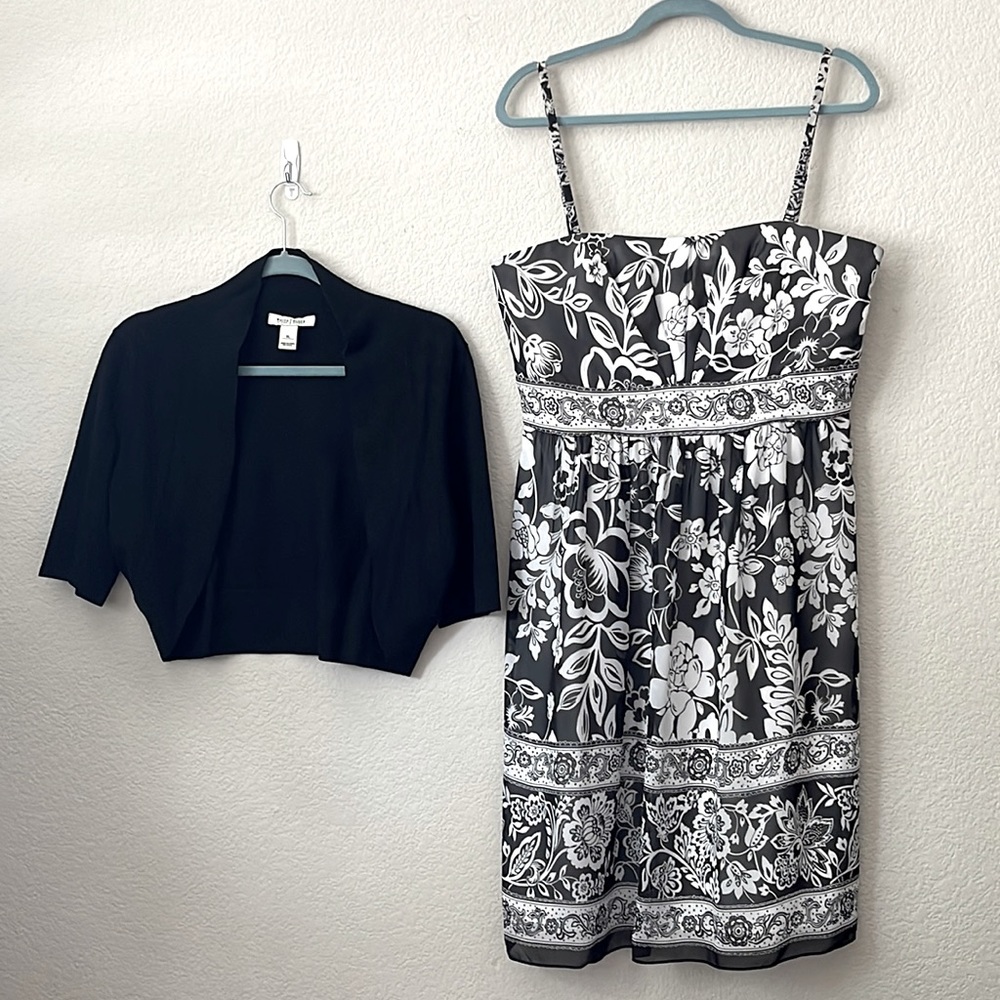 White House Black Market chiffon dress — knee length — size 14